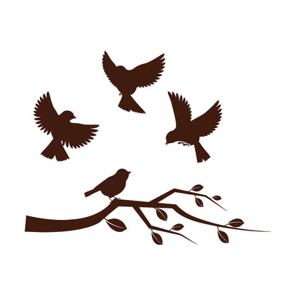 Lettering Stickers Flying Birds On Tree Branches Personalized Customization