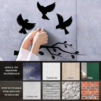 Lettering Stickers Flying Birds On Tree Branches Personalized Customization