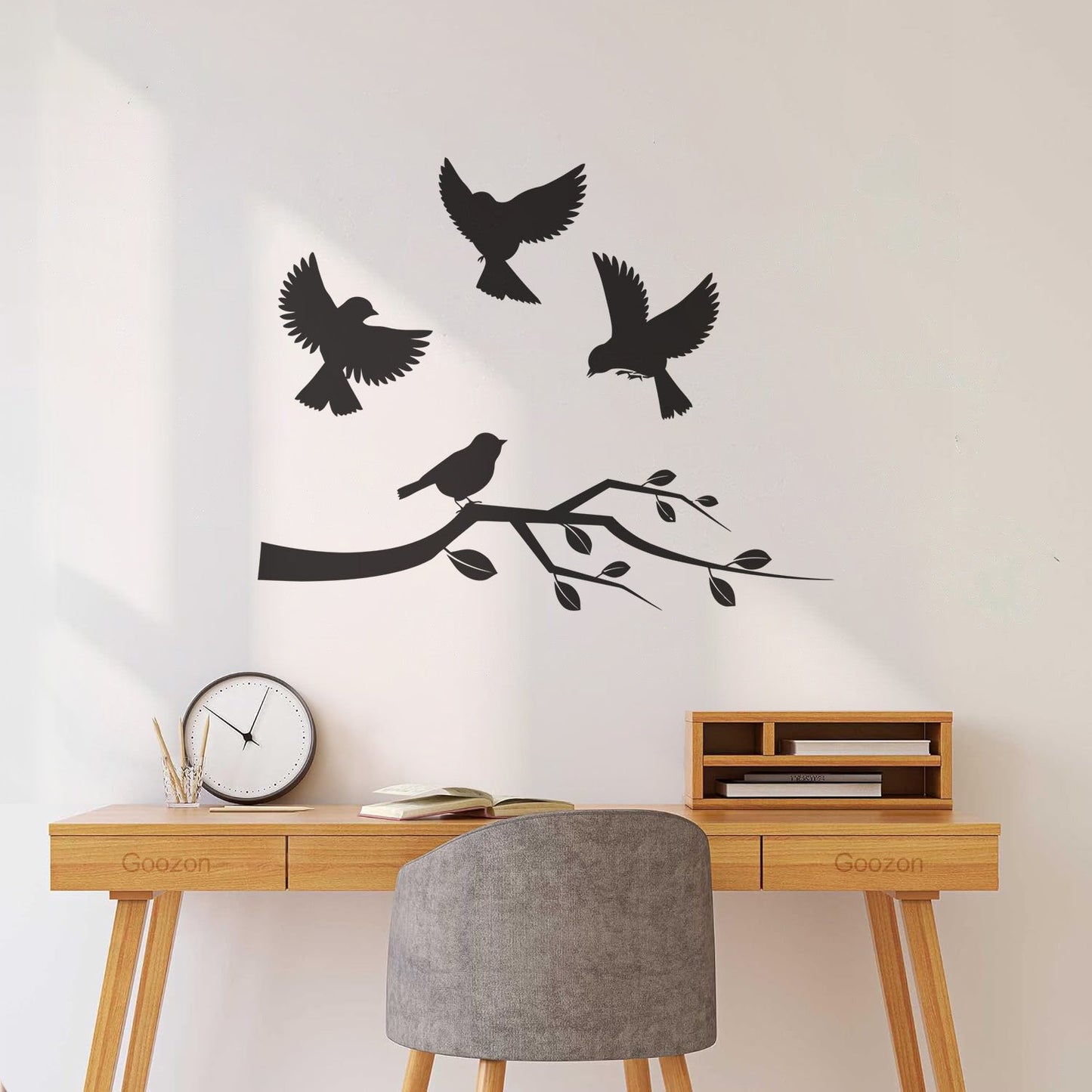 Lettering Stickers Flying Birds On Tree Branches Personalized Customization