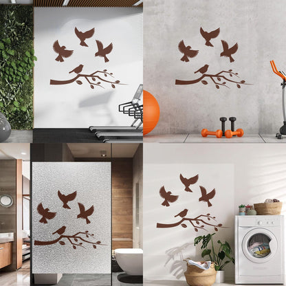 Lettering Stickers Flying Birds On Tree Branches Personalized Customization
