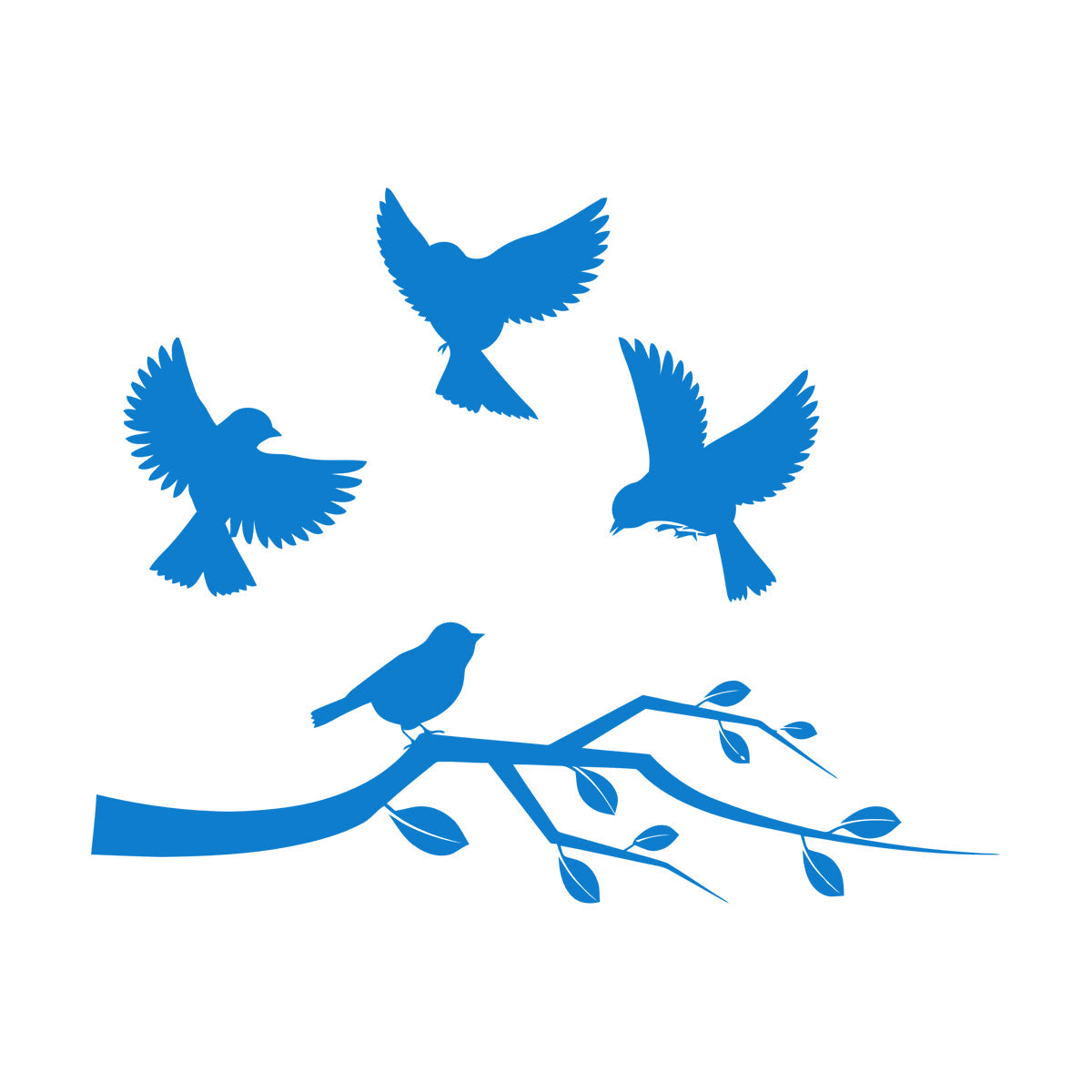 Lettering Stickers Flying Birds On Tree Branches Personalized Customization