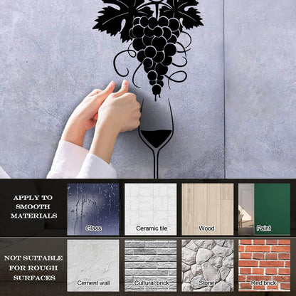 Vinyl Wall Decals Glass Of Wine Grape Branch Vine Alcohol Shop Car Body Decoration
