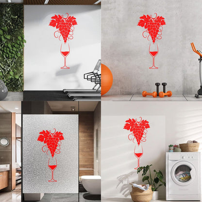 Vinyl Wall Decals Glass Of Wine Grape Branch Vine Alcohol Shop Car Body Decoration