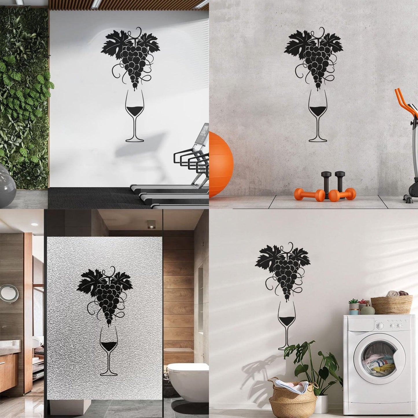 Vinyl Wall Decals Glass Of Wine Grape Branch Vine Alcohol Shop Car Body Decoration