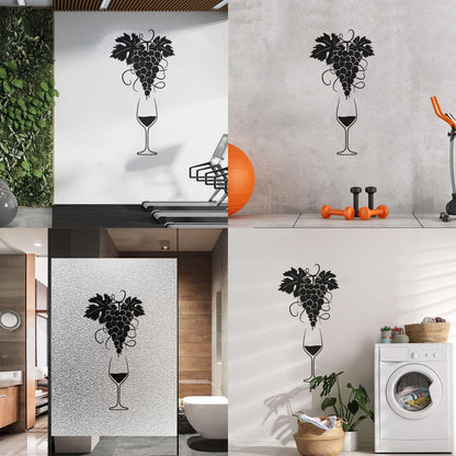 Vinyl Wall Decals Glass Of Wine Grape Branch Vine Alcohol Shop Car Body Decoration
