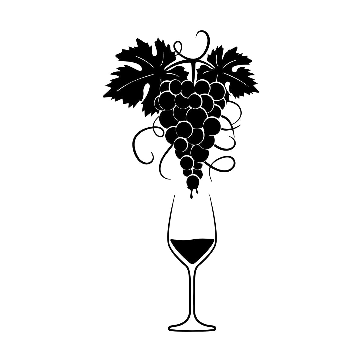 Vinyl Wall Decals Glass Of Wine Grape Branch Vine Alcohol Shop Car Body Decoration