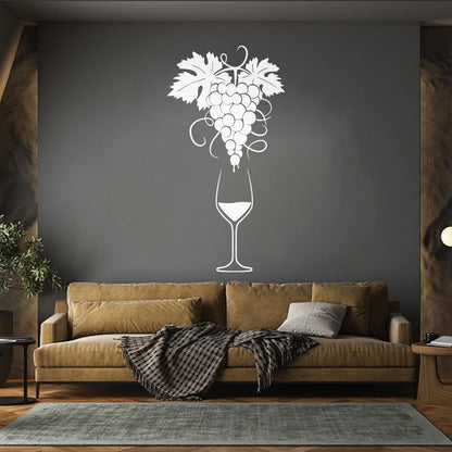Vinyl Wall Decals Glass Of Wine Grape Branch Vine Alcohol Shop Car Body Decoration
