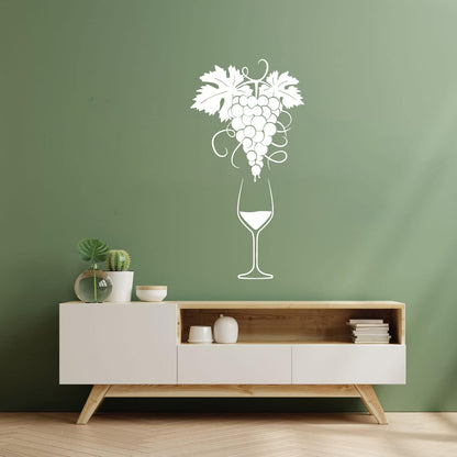 Vinyl Wall Decals Glass Of Wine Grape Branch Vine Alcohol Shop Car Body Decoration