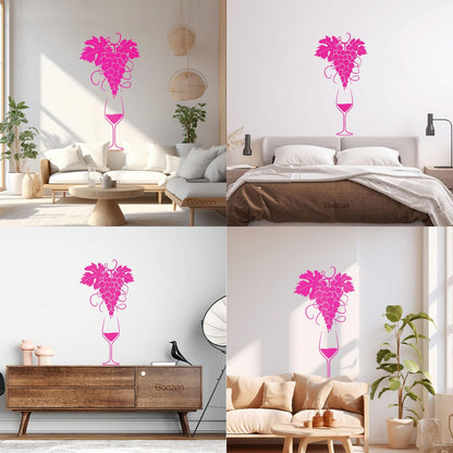 Vinyl Wall Decals Glass Of Wine Grape Branch Vine Alcohol Shop Car Body Decoration