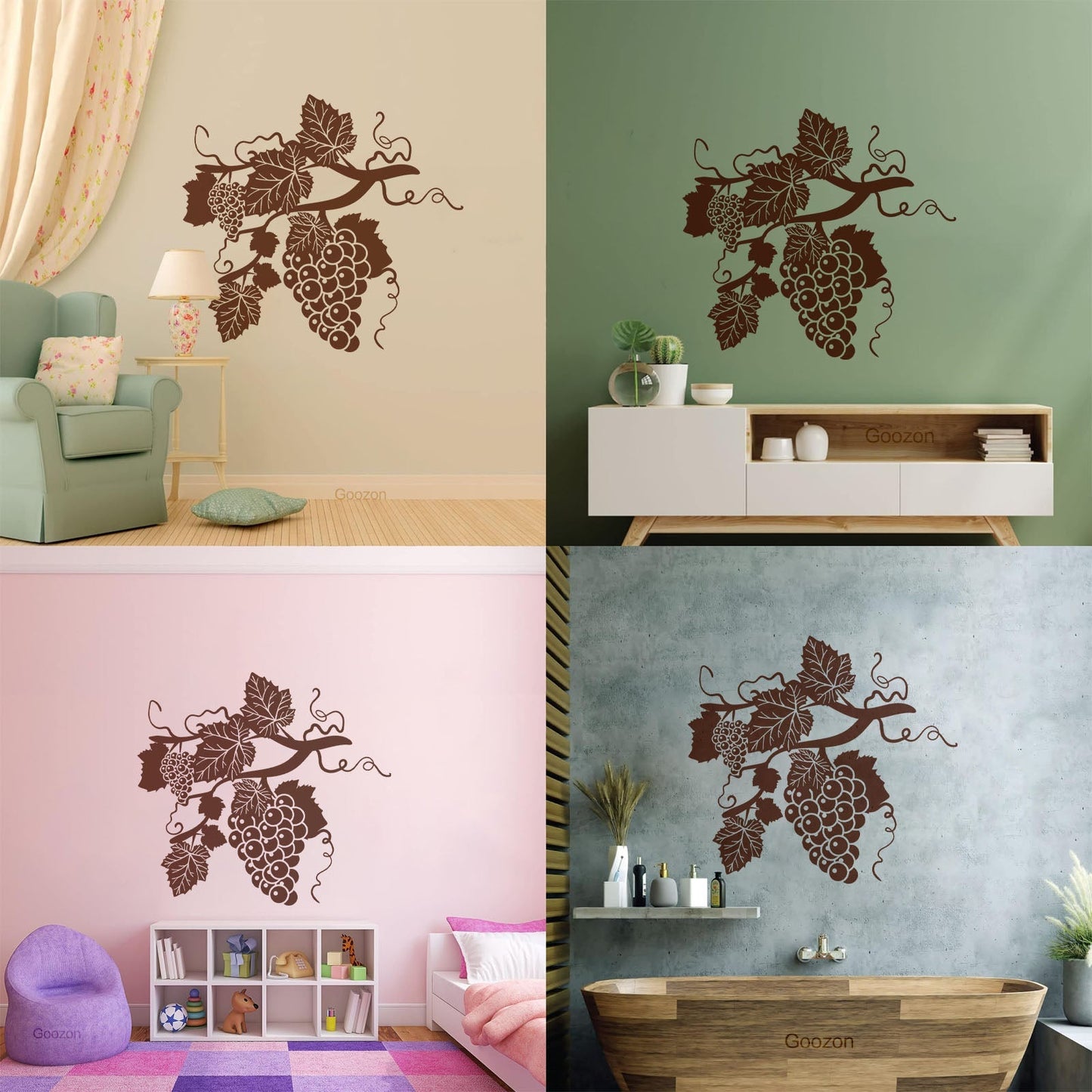 Grape Branch Vine Berries Alcohol Winery Engraving Decals Window Decals