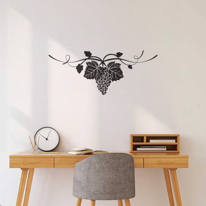 Mural And Wall Vinyl Decal Grape Branch Vine Berries Alcohol Wine Shop Glass Stickers