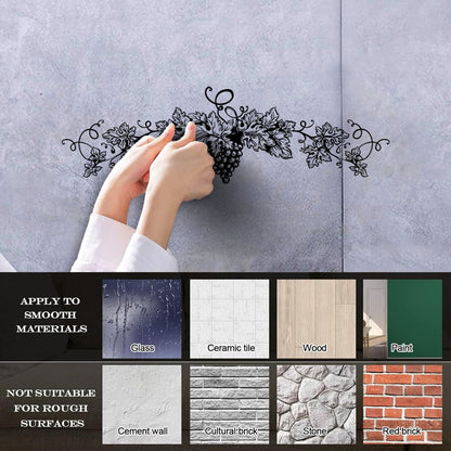 Fine Carving Stickers Grape Branch Vine Berries Wine Shop Removable Without Leaving Glue