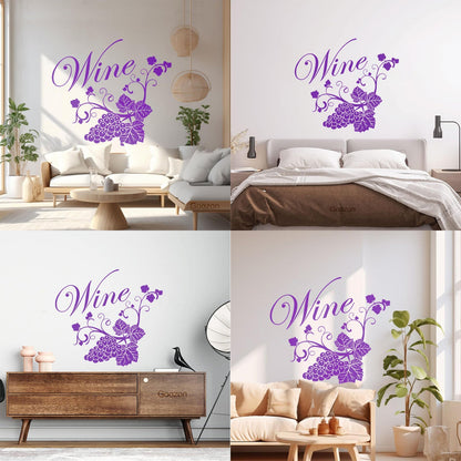 Fine Carving Decals Grape Branch Vine Berries Wine Shopstore Do Not Damage The Wall Surface