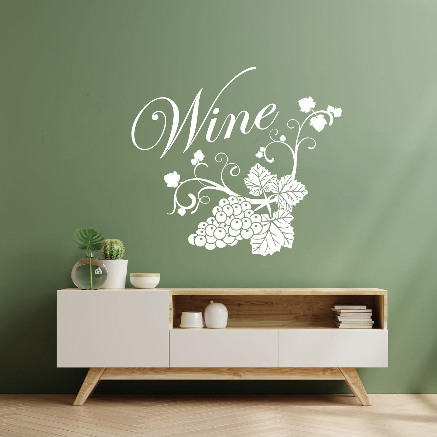 Fine Carving Decals Grape Branch Vine Berries Wine Shopstore Do Not Damage The Wall Surface