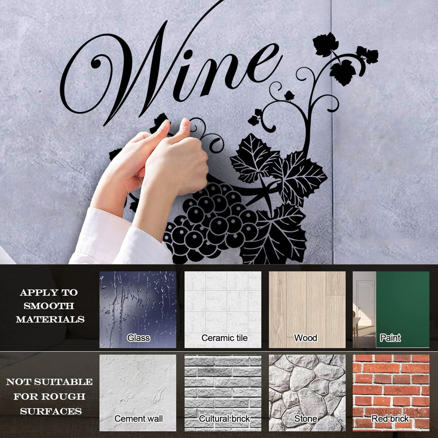Fine Carving Decals Grape Branch Vine Berries Wine Shopstore Do Not Damage The Wall Surface