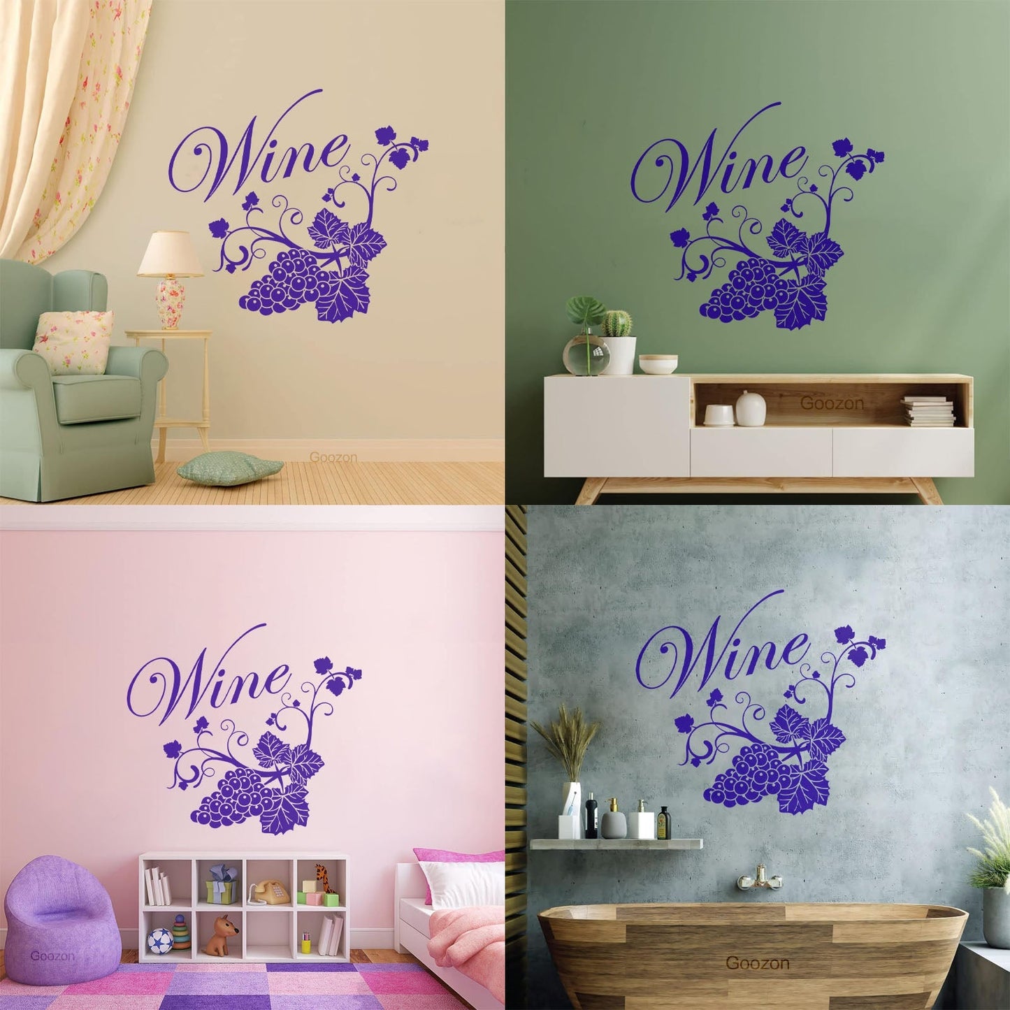 Fine Carving Decals Grape Branch Vine Berries Wine Shopstore Do Not Damage The Wall Surface