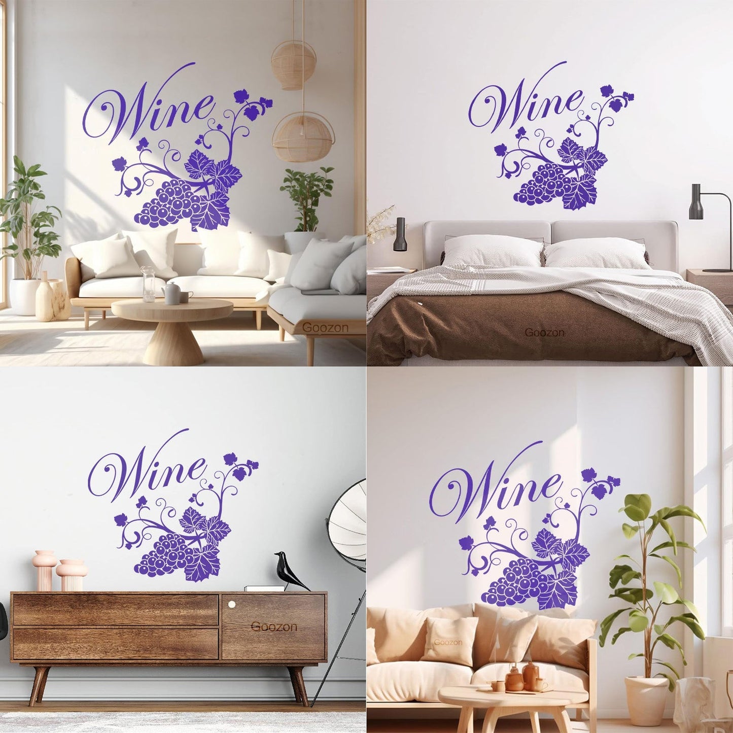 Fine Carving Decals Grape Branch Vine Berries Wine Shopstore Do Not Damage The Wall Surface