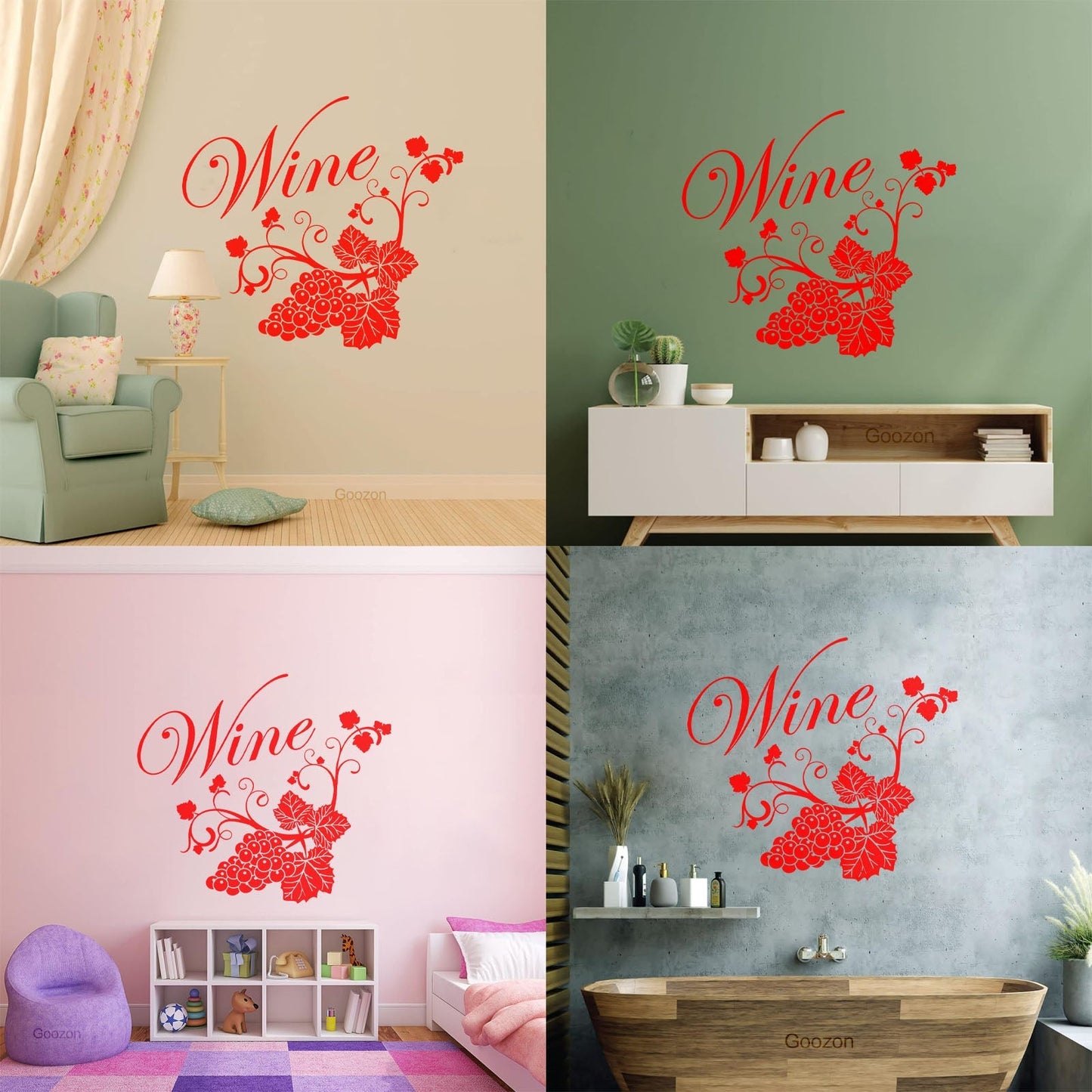 Fine Carving Decals Grape Branch Vine Berries Wine Shopstore Do Not Damage The Wall Surface