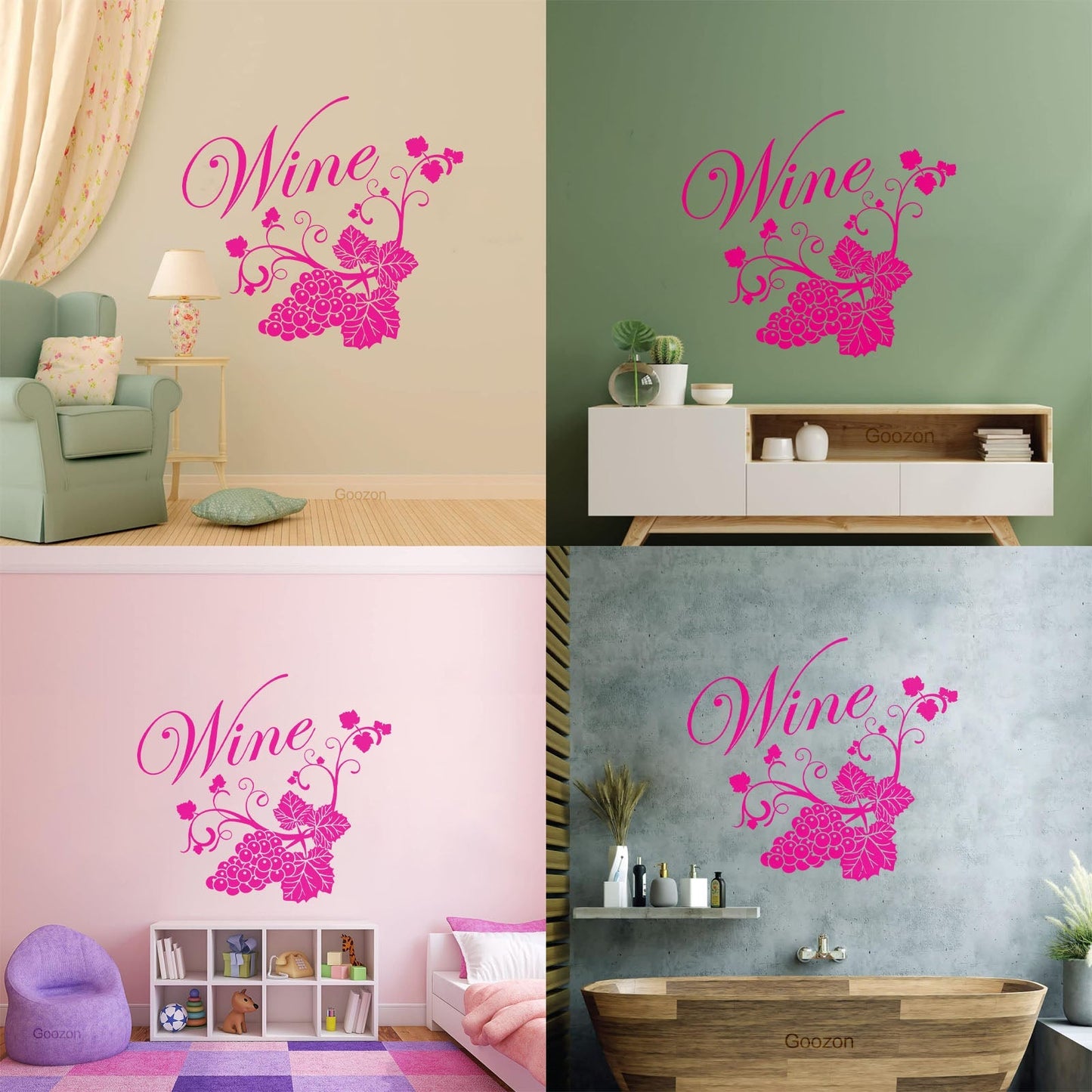 Fine Carving Decals Grape Branch Vine Berries Wine Shopstore Do Not Damage The Wall Surface