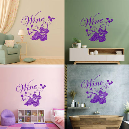 Fine Carving Decals Grape Branch Vine Berries Wine Shopstore Do Not Damage The Wall Surface