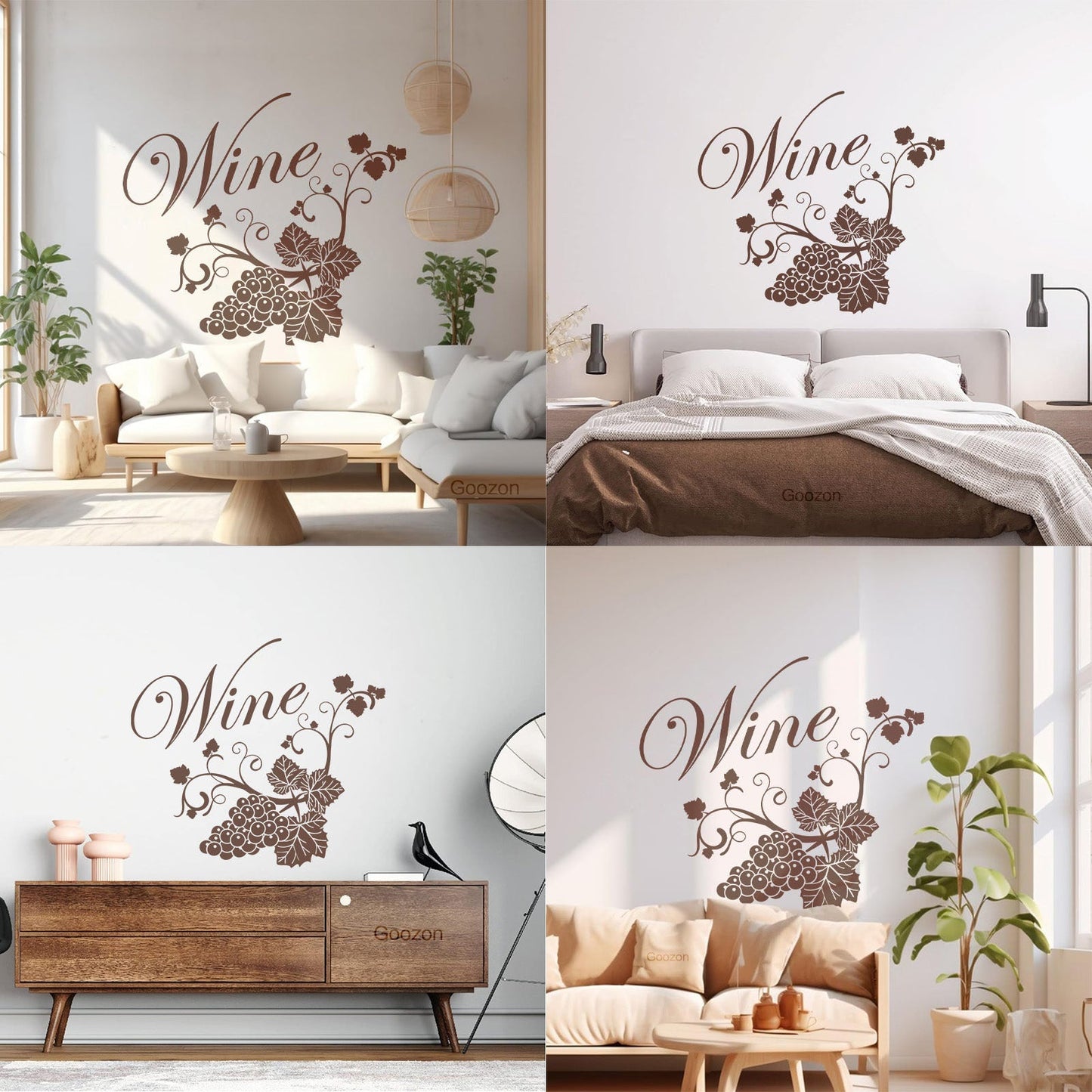Fine Carving Decals Grape Branch Vine Berries Wine Shopstore Do Not Damage The Wall Surface