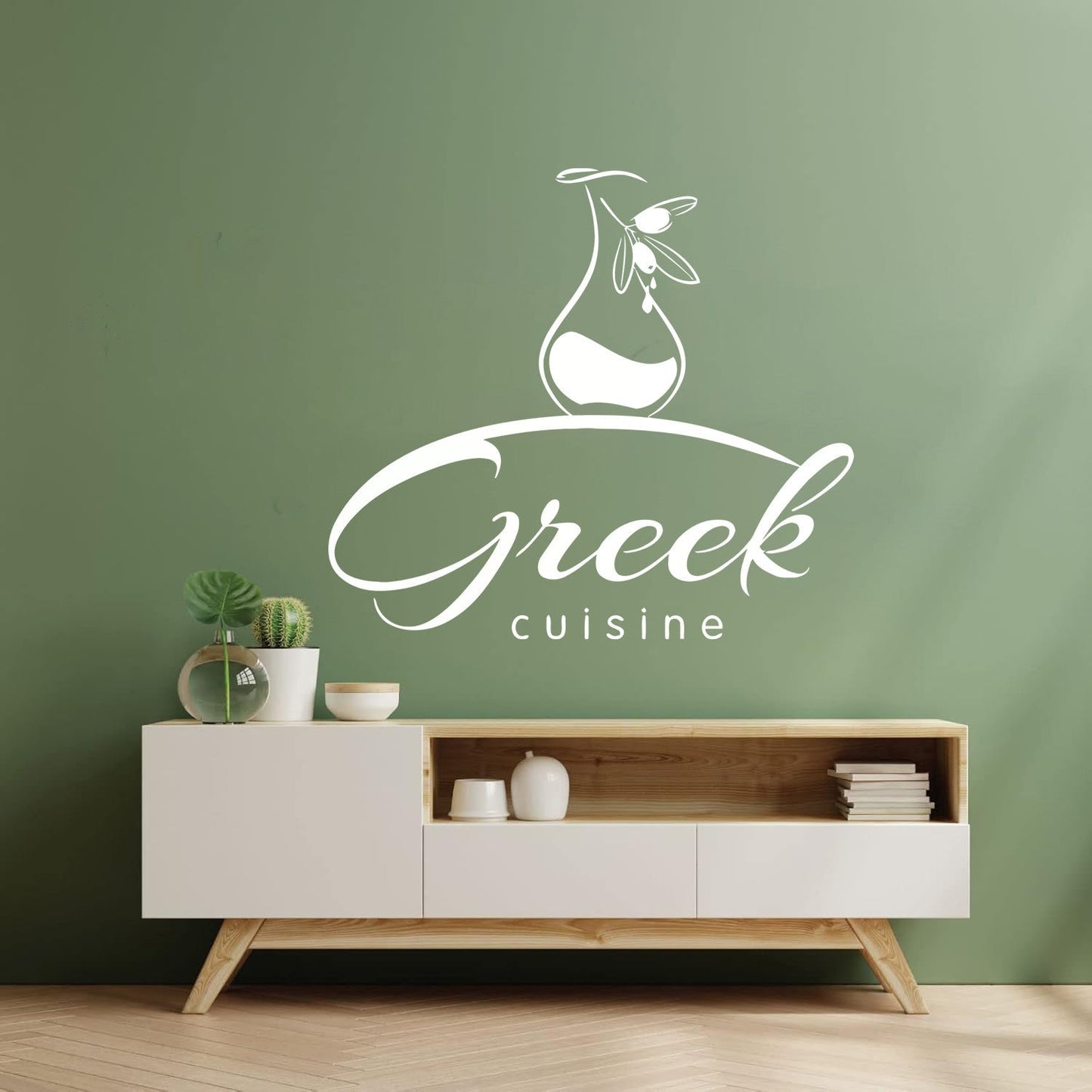 Engraving Stickers Greek Cuisine Food Olive Branch Oil Restaurant Kitchen Equipped With Transfer Film Kit