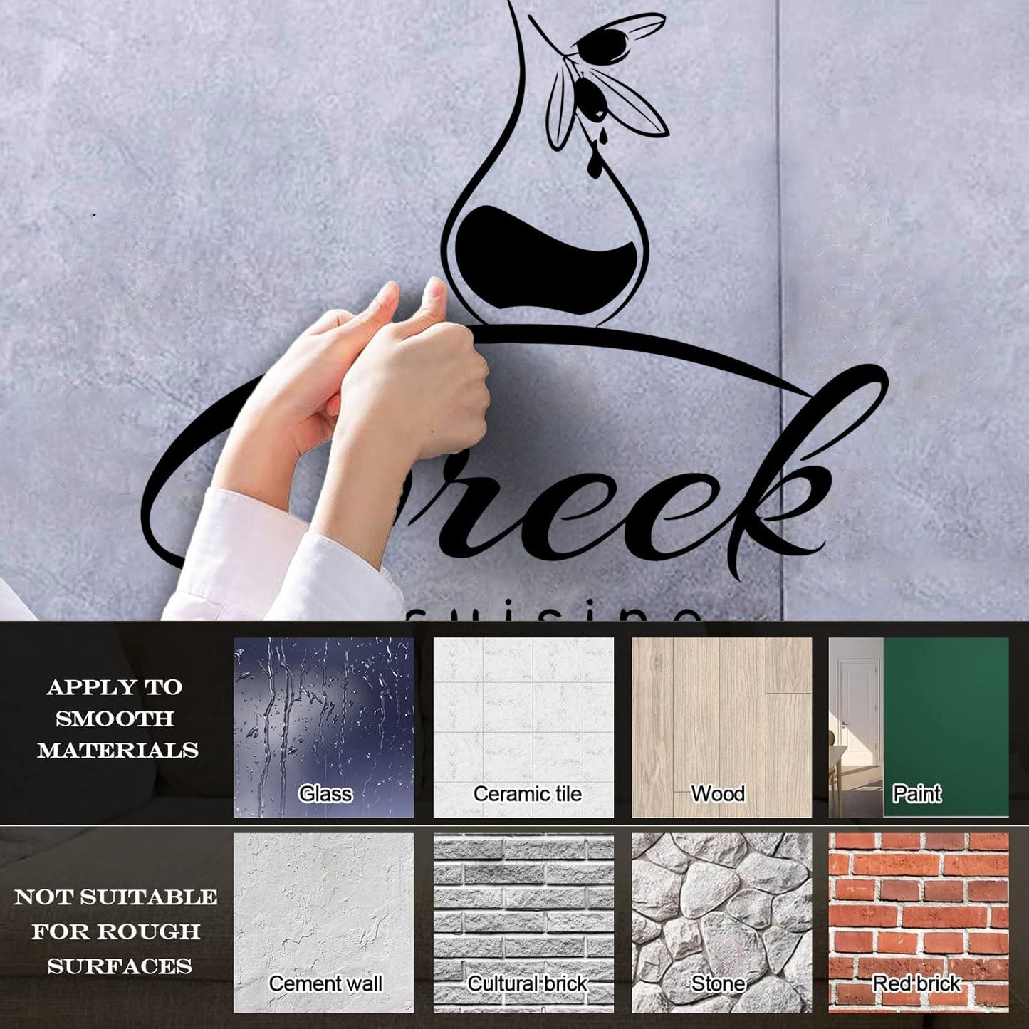 Engraving Stickers Greek Cuisine Food Olive Branch Oil Restaurant Kitchen Equipped With Transfer Film Kit