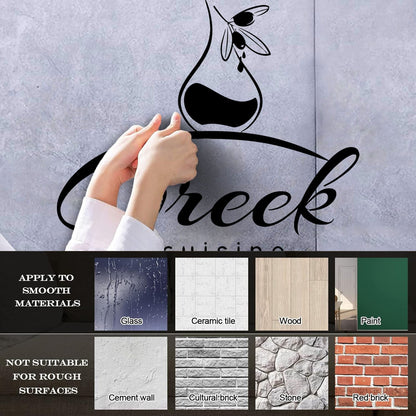 Engraving Stickers Greek Cuisine Food Olive Branch Oil Restaurant Kitchen Equipped With Transfer Film Kit