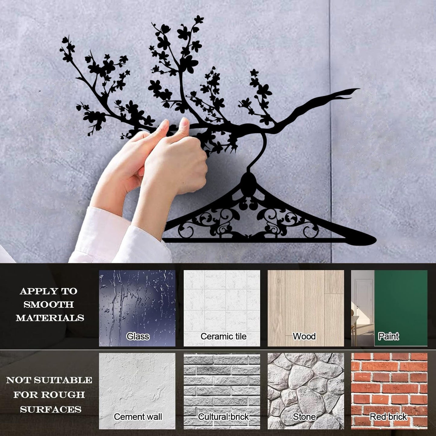 Lettering Decals Hanger Branch Clothes Shop Wardrobe Easy Installation