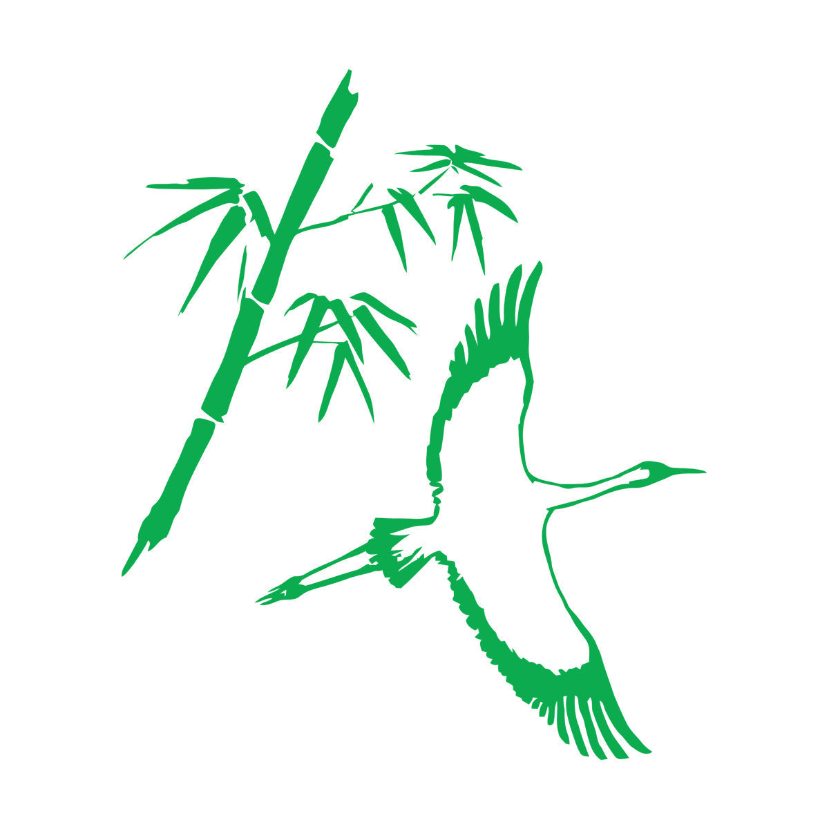 Wall Decals Paster Paper Heron Japanese Style Bird Bamboo Branch Waterproof