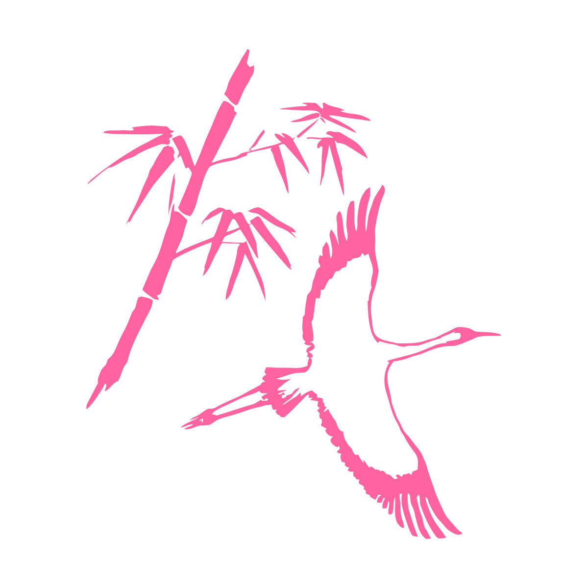 Wall Decals Paster Paper Heron Japanese Style Bird Bamboo Branch Waterproof