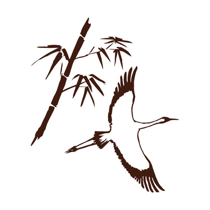 Wall Decals Paster Paper Heron Japanese Style Bird Bamboo Branch Waterproof