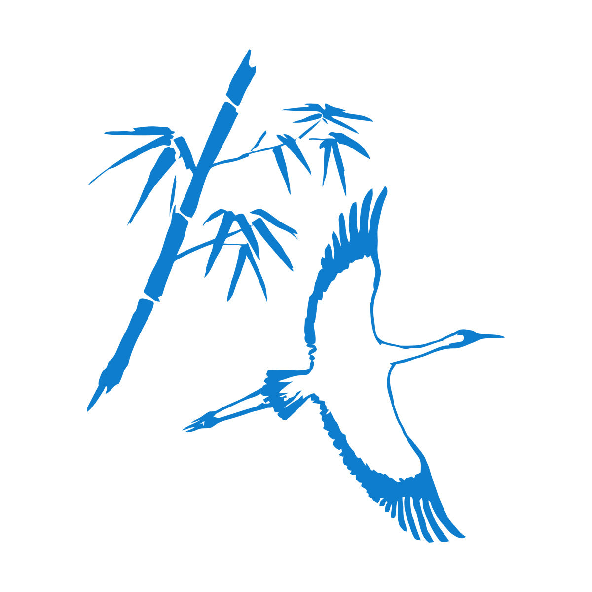 Wall Decals Paster Paper Heron Japanese Style Bird Bamboo Branch Waterproof