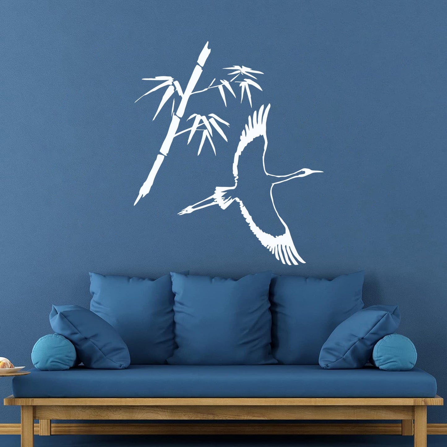 Wall Decals Paster Paper Heron Japanese Style Bird Bamboo Branch Waterproof