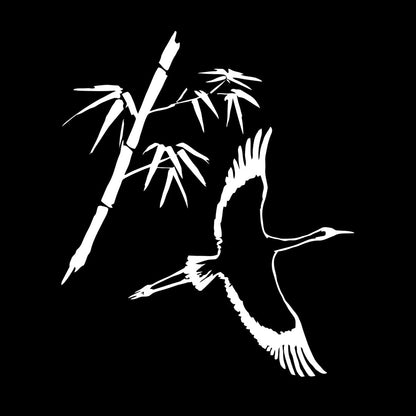 Wall Decals Paster Paper Heron Japanese Style Bird Bamboo Branch Waterproof