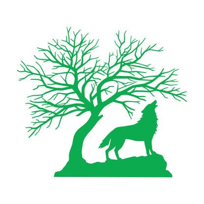 Howling Wolf Tree Branches Silhouette Natural Vinyl Wall Stickers It Won'T Fall Off
