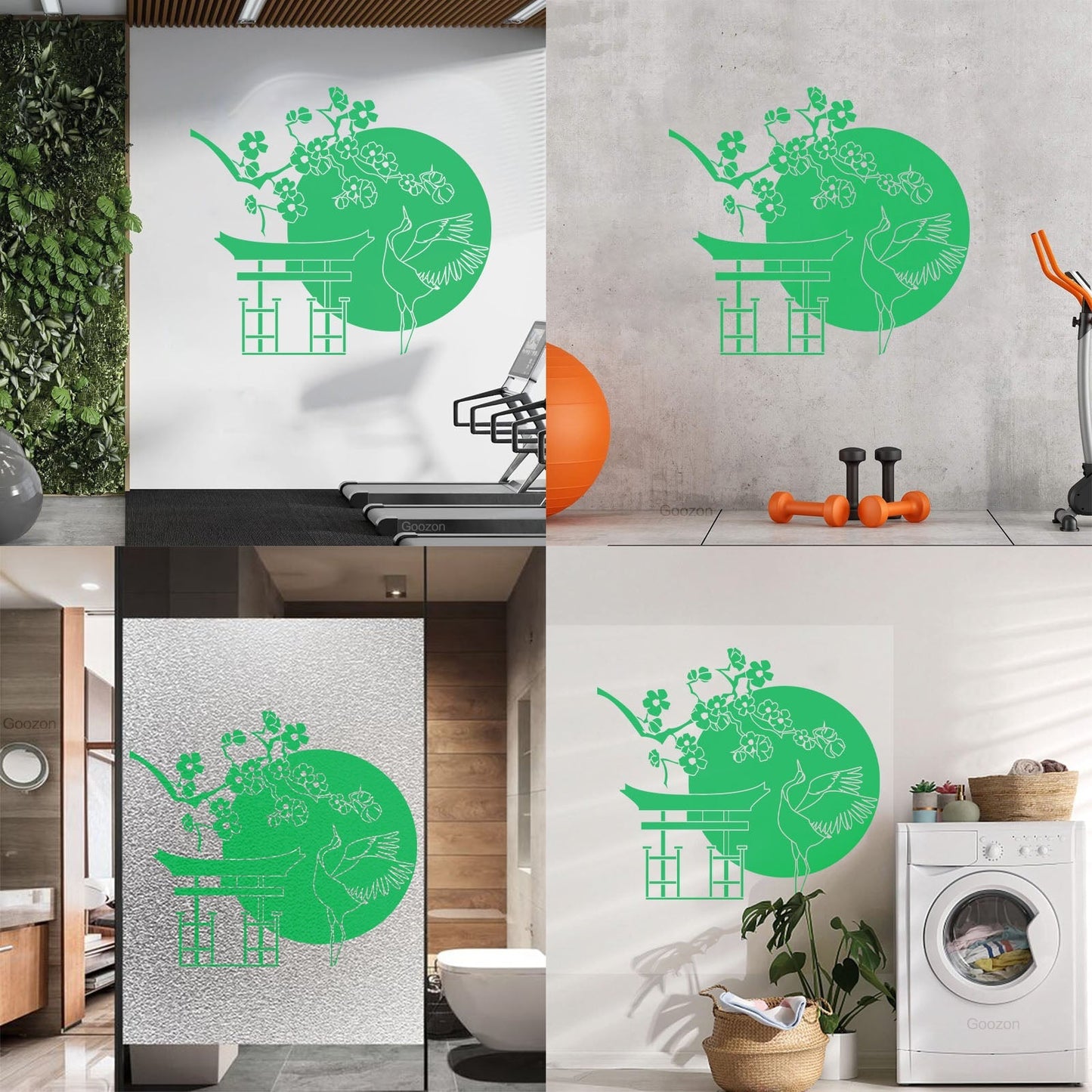 Wall Decals Japanese Bird Stork Tree Sakura Branch Oriental Personalized Customization