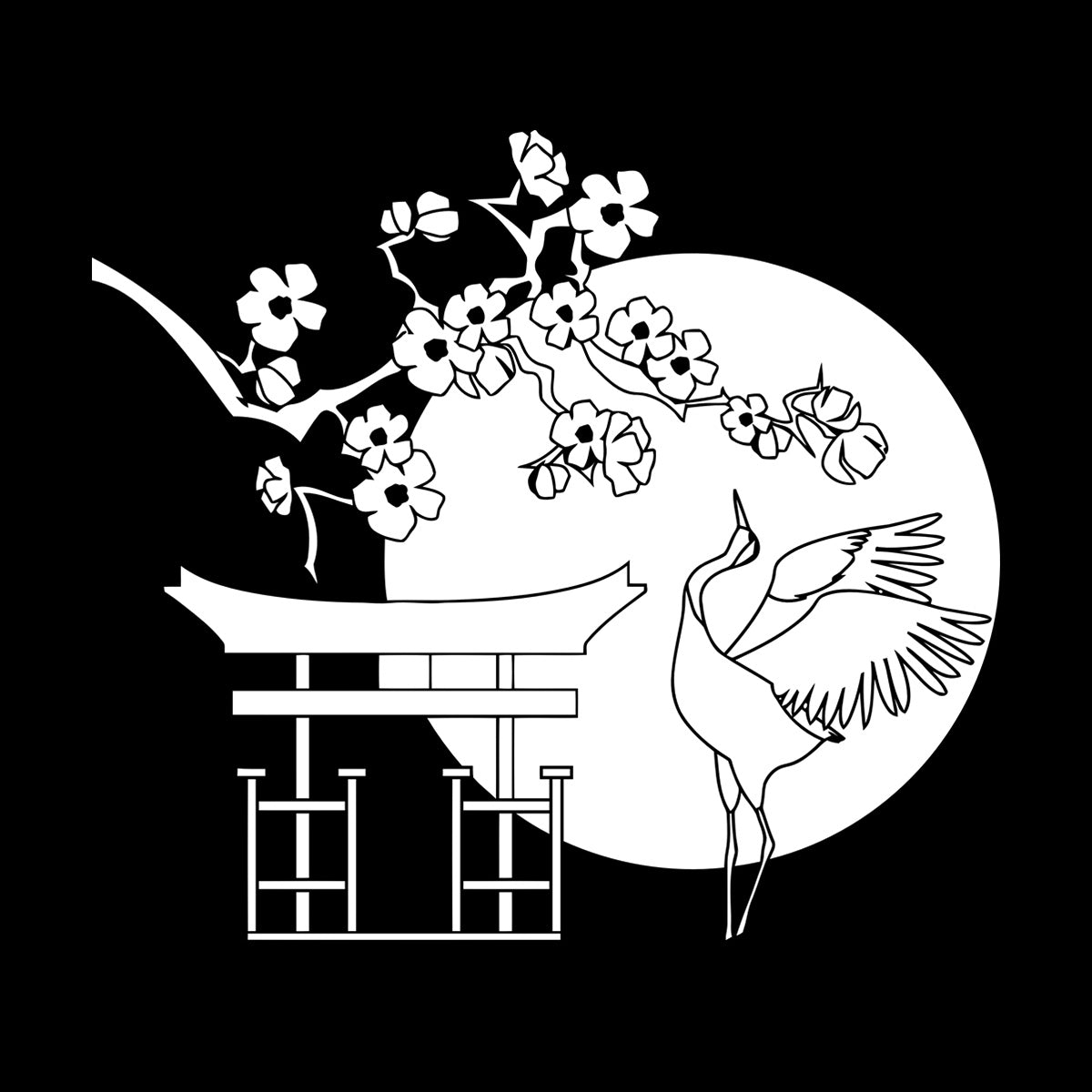 Wall Decals Japanese Bird Stork Tree Sakura Branch Oriental Personalized Customization