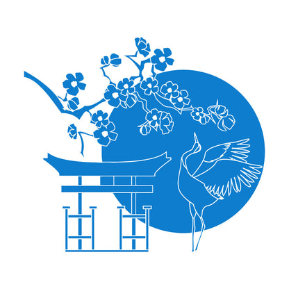 Wall Decals Japanese Bird Stork Tree Sakura Branch Oriental Personalized Customization