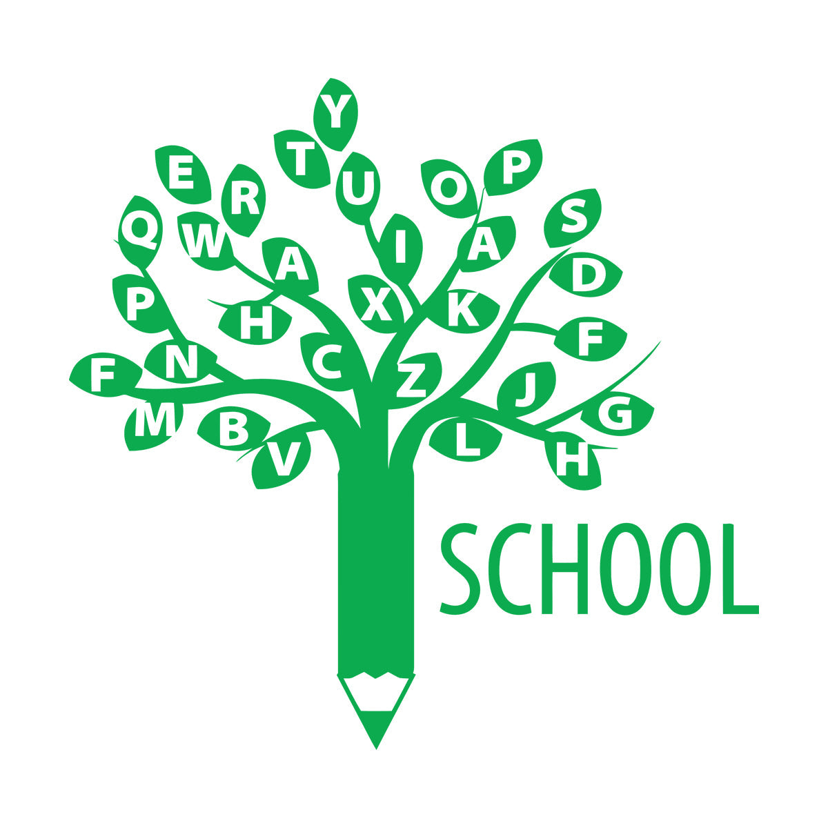 Engraving Decals Letters Alphabet Branch Tree School Study Art Decoration