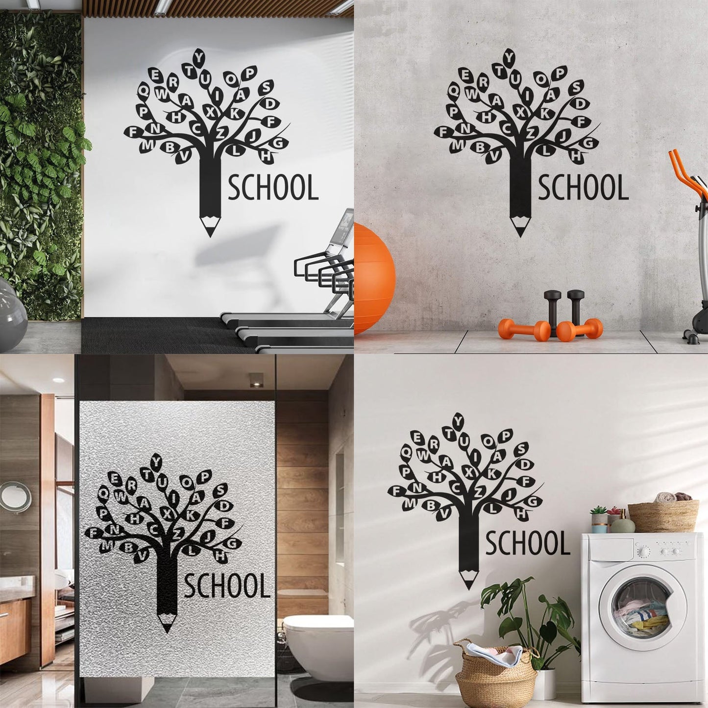 Engraving Decals Letters Alphabet Branch Tree School Study Art Decoration