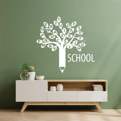 Engraving Decals Letters Alphabet Branch Tree School Study Art Decoration