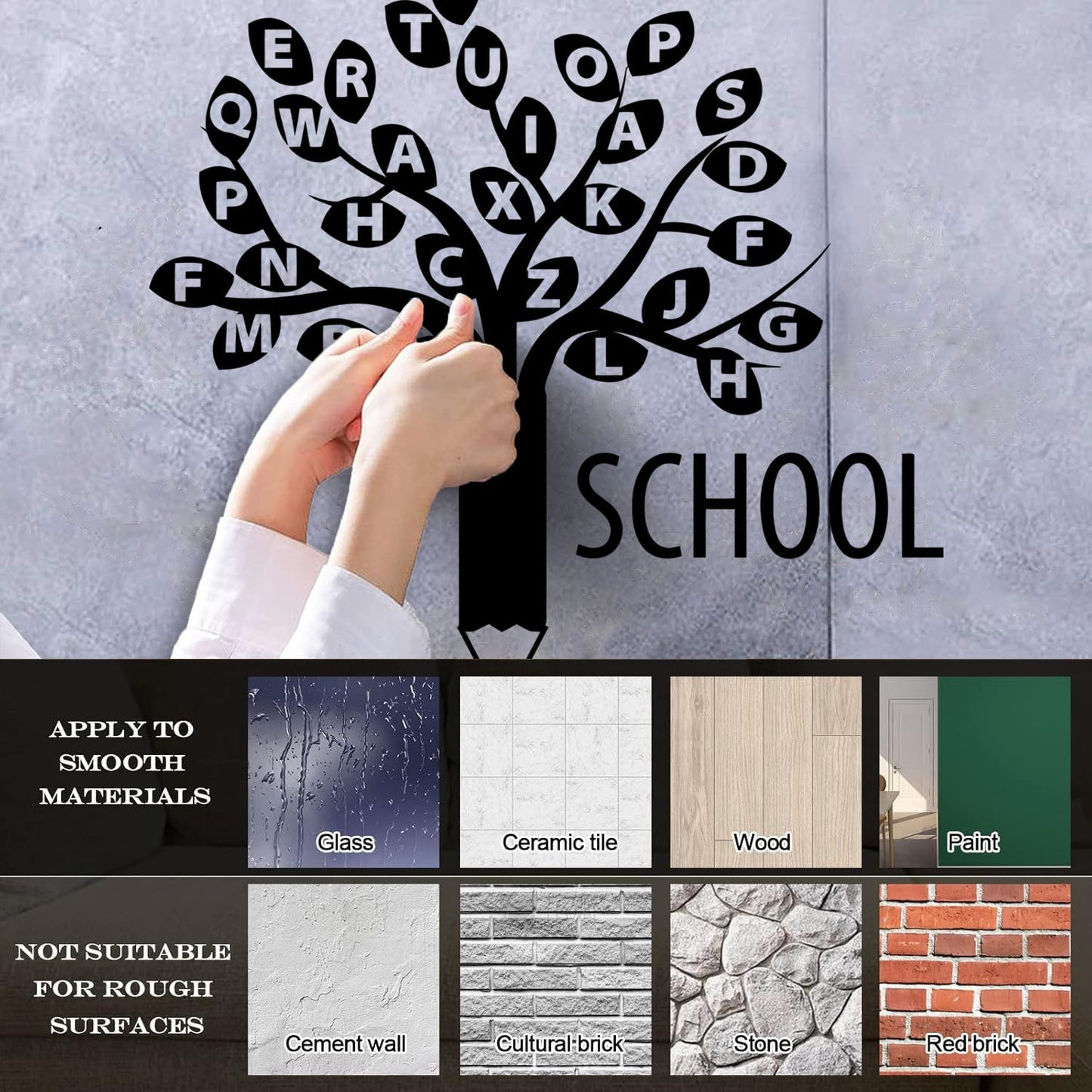 Engraving Decals Letters Alphabet Branch Tree School Study Art Decoration