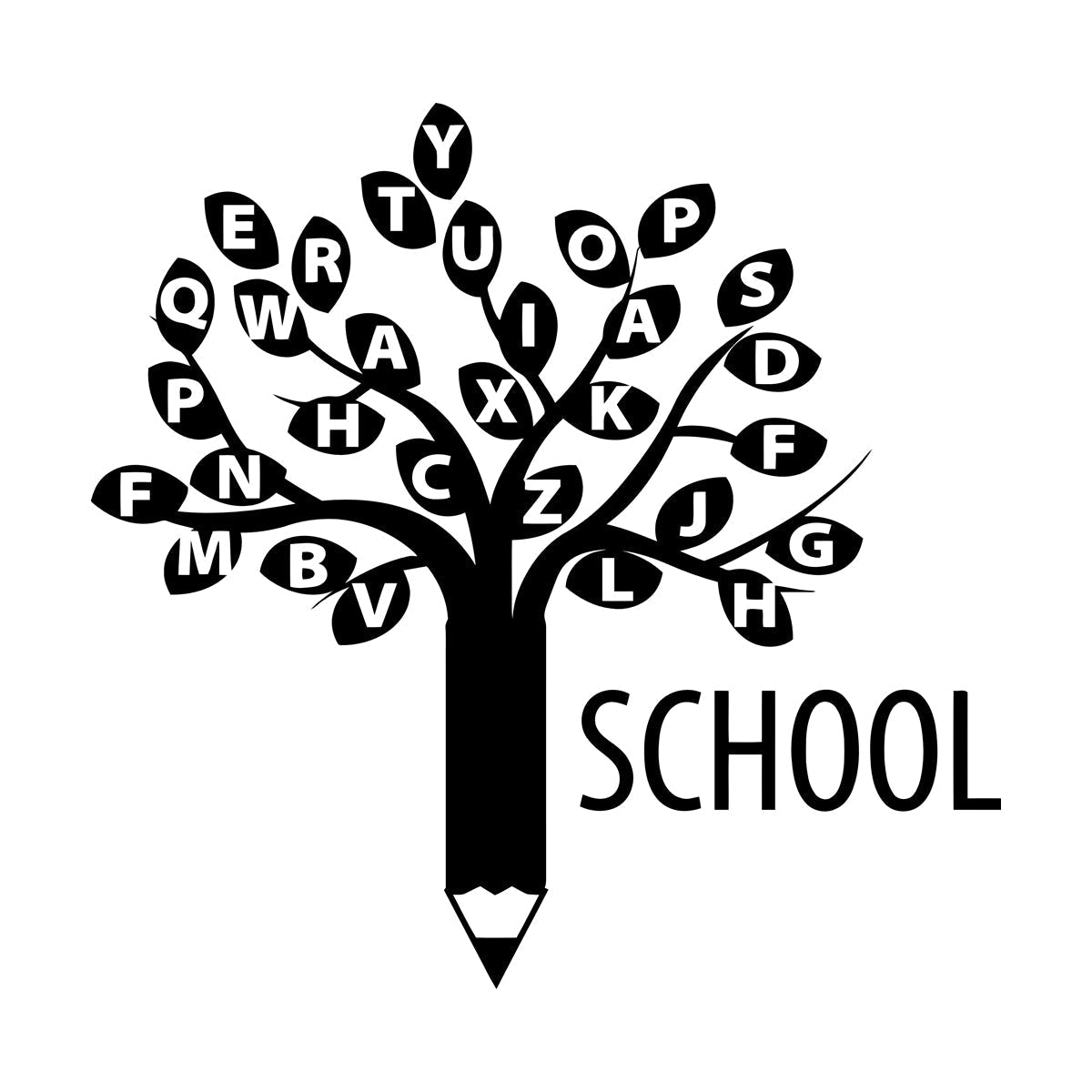 Engraving Decals Letters Alphabet Branch Tree School Study Art Decoration