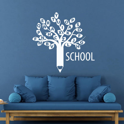 Engraving Decals Letters Alphabet Branch Tree School Study Art Decoration