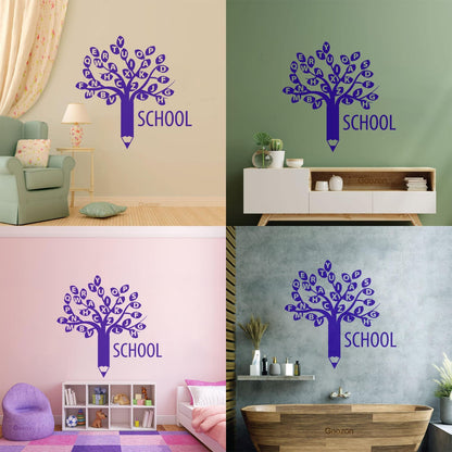 Engraving Decals Letters Alphabet Branch Tree School Study Art Decoration