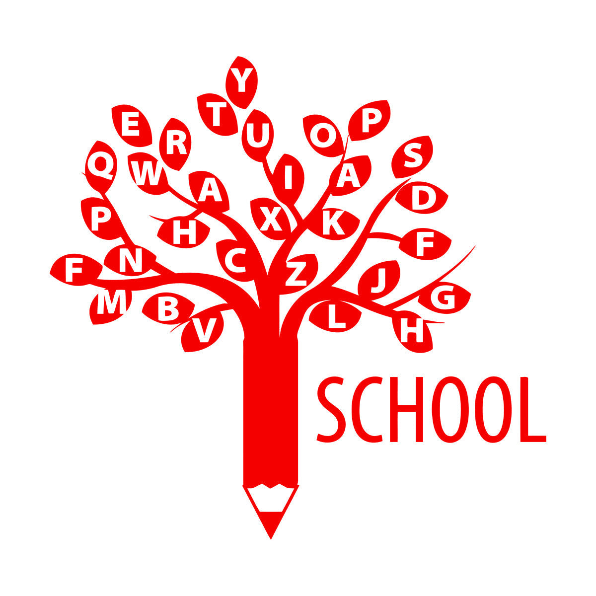 Engraving Decals Letters Alphabet Branch Tree School Study Art Decoration
