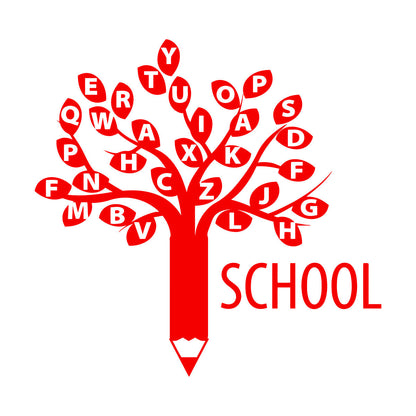 Engraving Decals Letters Alphabet Branch Tree School Study Art Decoration