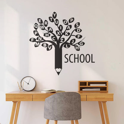 Engraving Decals Letters Alphabet Branch Tree School Study Art Decoration