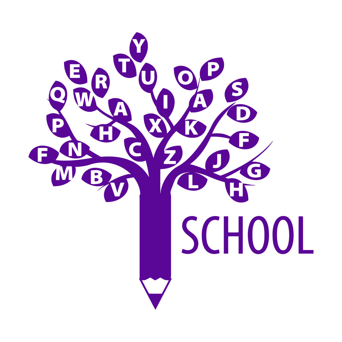 Engraving Decals Letters Alphabet Branch Tree School Study Art Decoration